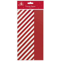 Christmas Red Stripe Tissue Paper - 8 Sheets