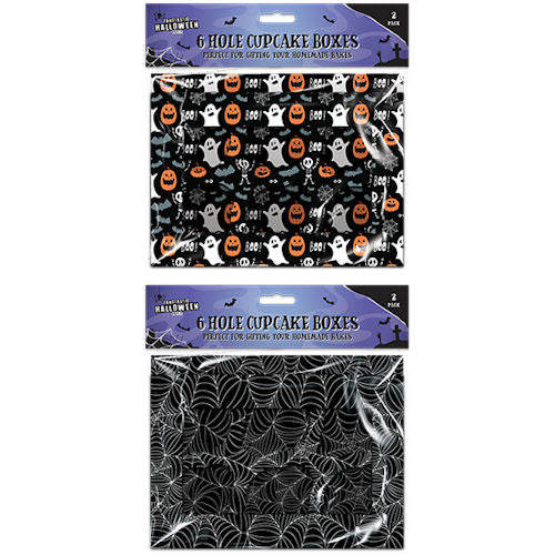 Halloween 6-Hole Cupcake Boxes - Assorted