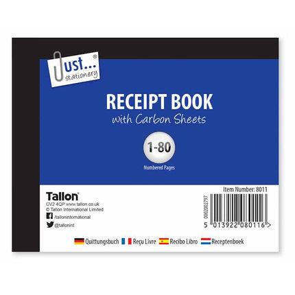 Half Sized Receipt Book With Carbon Sheets - 1-80