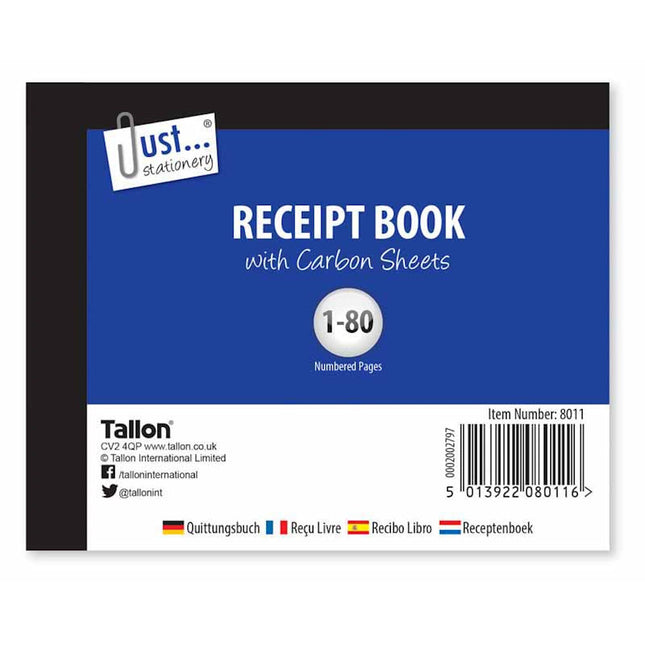 Half Sized Receipt Book With Carbon Sheets - 1-80