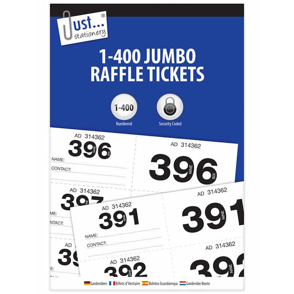 Jumbo Raffle Tickers 1-400 - Assorted