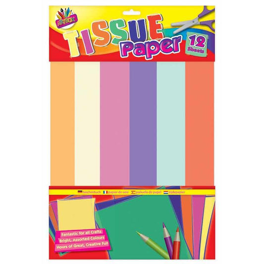 Brightly Coloured Tissue Paper - 12 Sheets