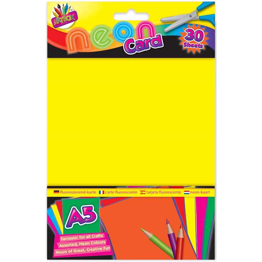 A5 Neon Card Assorted - 30 Sheets