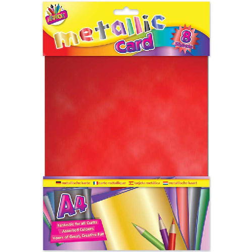 A4 Metallic Boards Card - 8 Sheets Assorted Colours Arts Crafts DIY Decoration