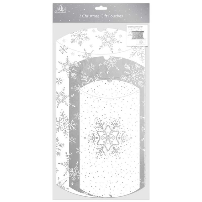 Silver & White Gift Pouches - 3 Pack
