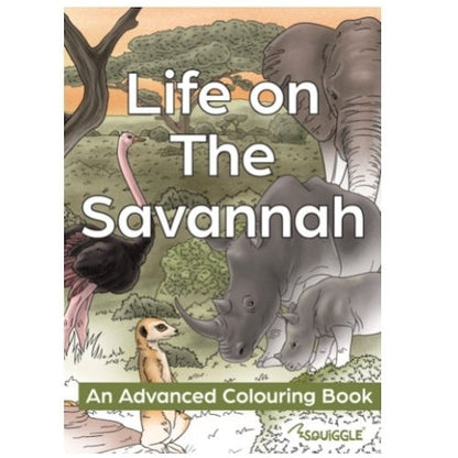 A4 Life On The Savannah Advanced Colouring Book - Wildlife High Quality Relaxing