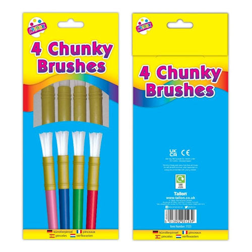 Chunky Plastic Handle Brushes - 4 Pack
