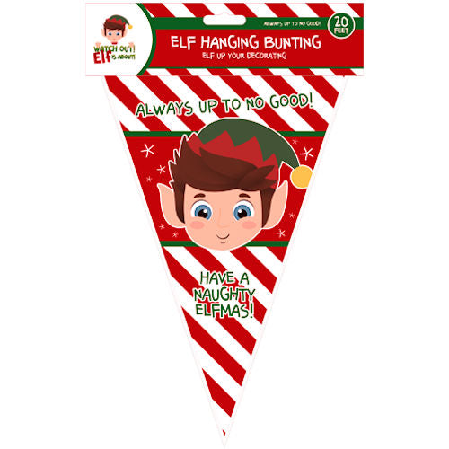 Naughty Elf Bunting - 10 Flags