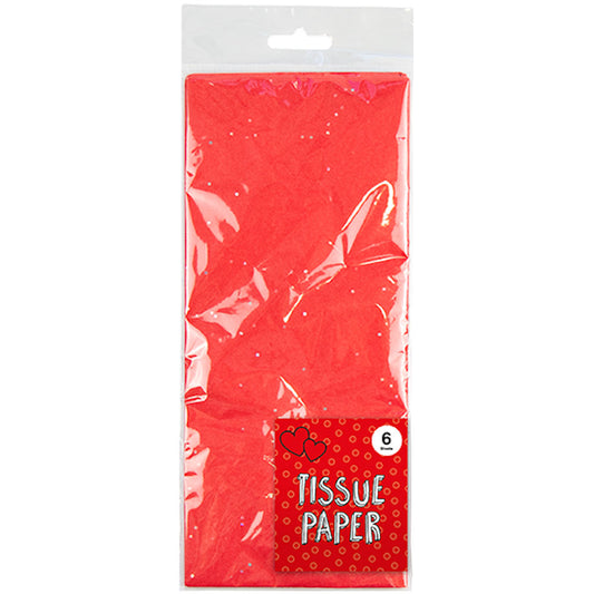 Red Glitter Tissue Paper - 6 Sheets