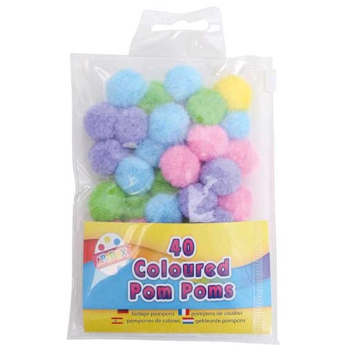 Pom Poms 2.5cm - 40 Pack Craft Supplies Assorted Colours and Sizes DIY Projects