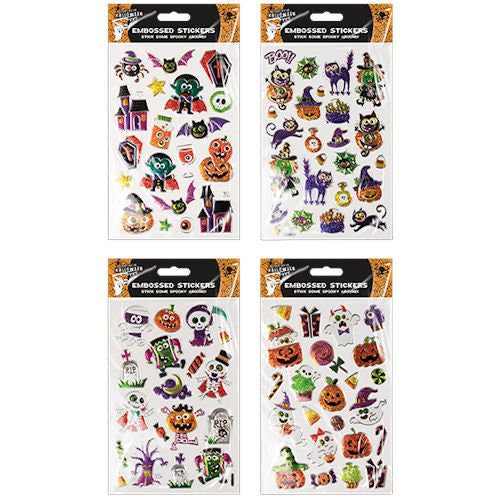 Embossed Foil Halloween Stickers - Assorted