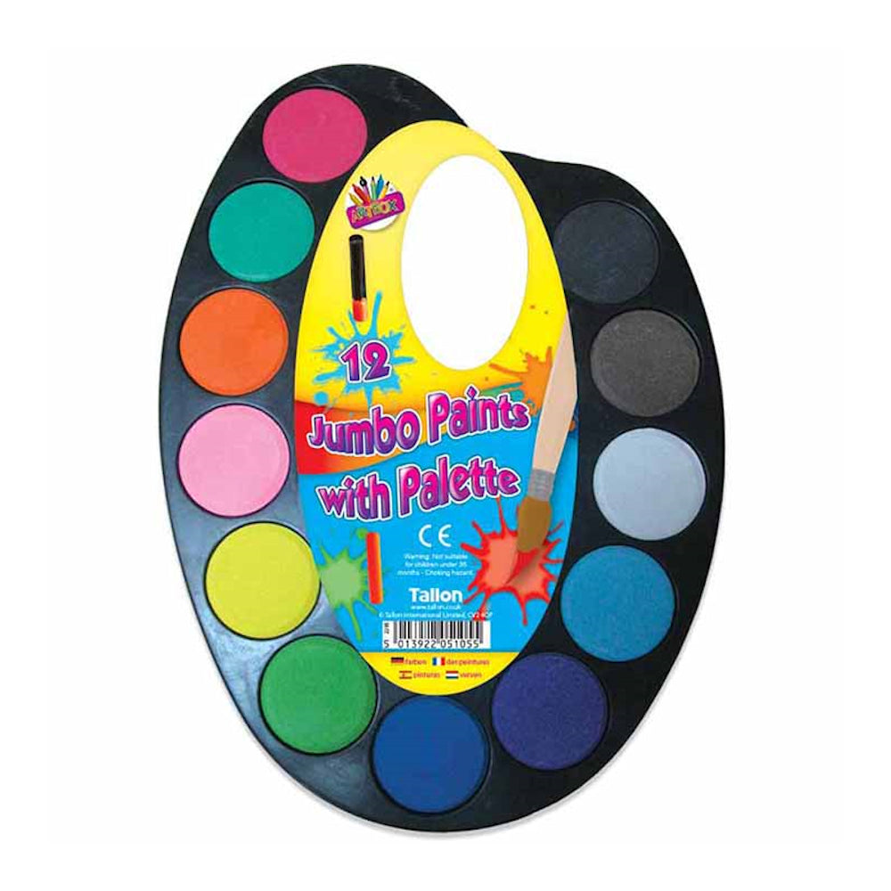 Jumbo Paints Palette - 12 Colours Art Supplies Mixing Tray Kids Crafting