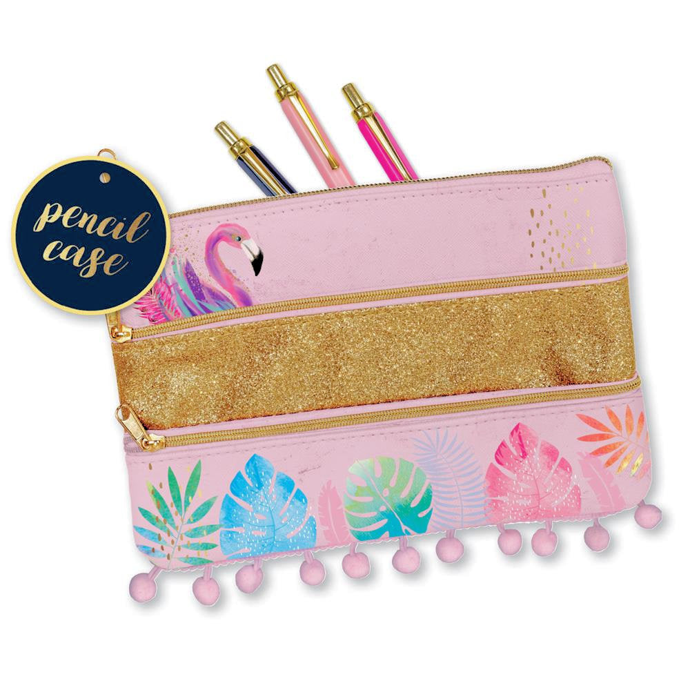 Tropicana Pencil Case - 21.5cm x 15.5cm Colourful Vibrant Pencil Case Tropical Design Organising Stationery Supplies