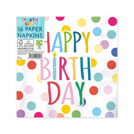 Happy Birthday Design Napkins - 16 Pack