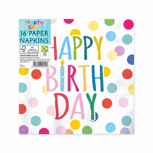 Happy Birthday Design Napkins 16 Pack