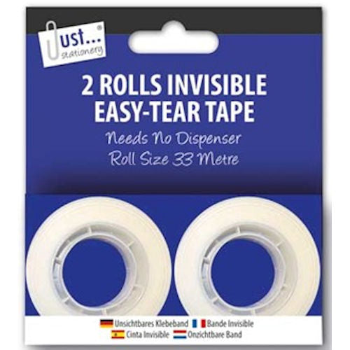 Invisible Easy Tear Tape - 2 Pack 33m No Dispenser Needed Office School Supplies