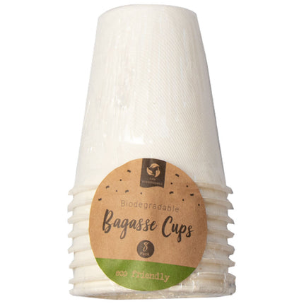 Biodegradable Bagasse Cups - 8 Pack