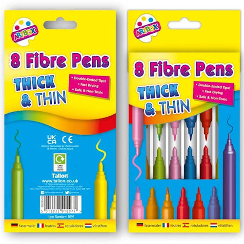 Thick & Thin Fibre Pens - 8 Pack