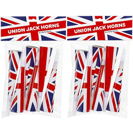 Union Jack Party Horns - 12 Pack