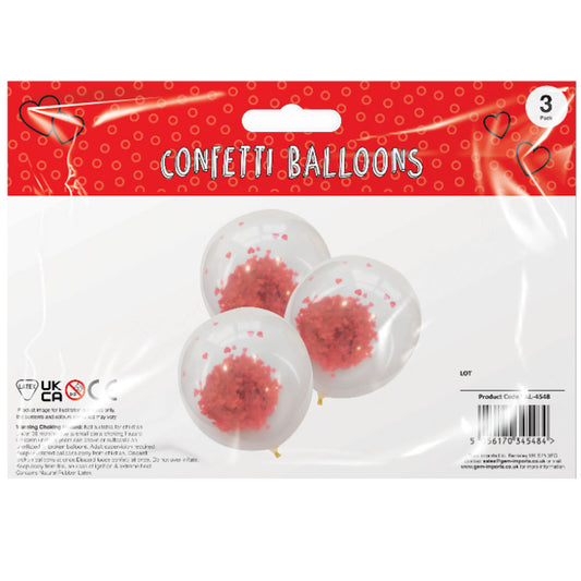 Confetti Heart Balloons - 3 Pack