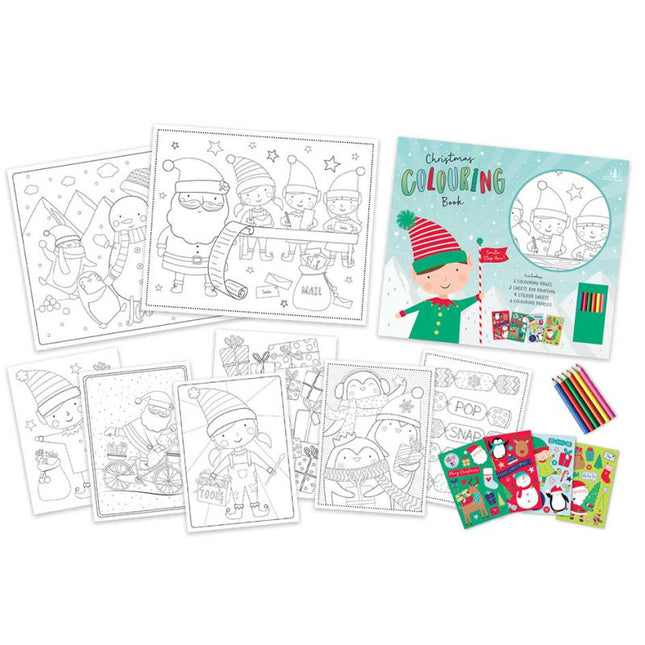 Christmas Colouring Sticker Book - Blue