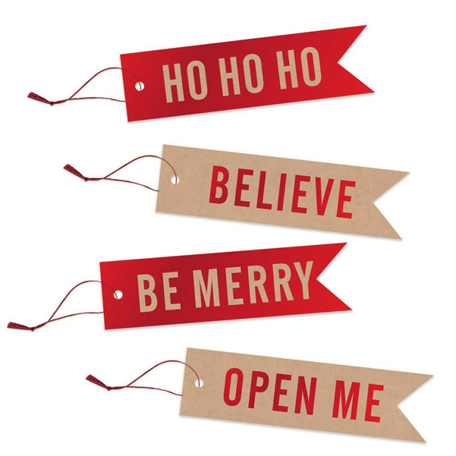 Christmas Flag Shaped Gift Tags - 20 Pack