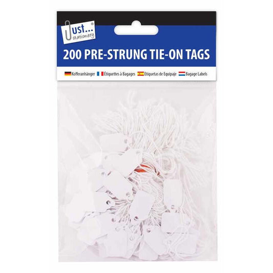Pre Strung White Tags - 200 Pack
