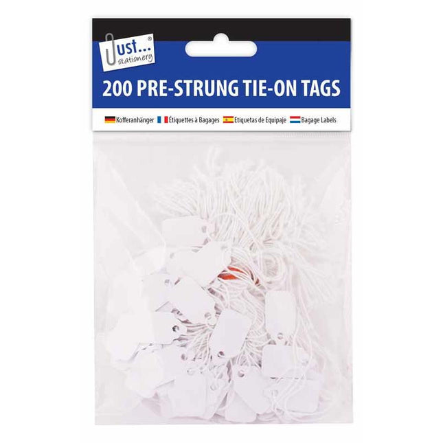 Pre-Strung White Tags - 200 Pack