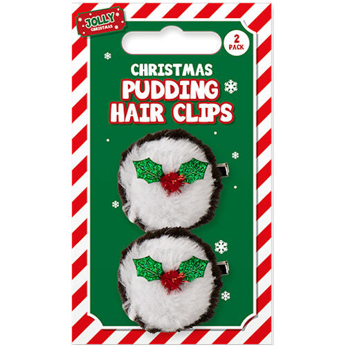 Christmas Pudding Hair Clips - 2 Pack