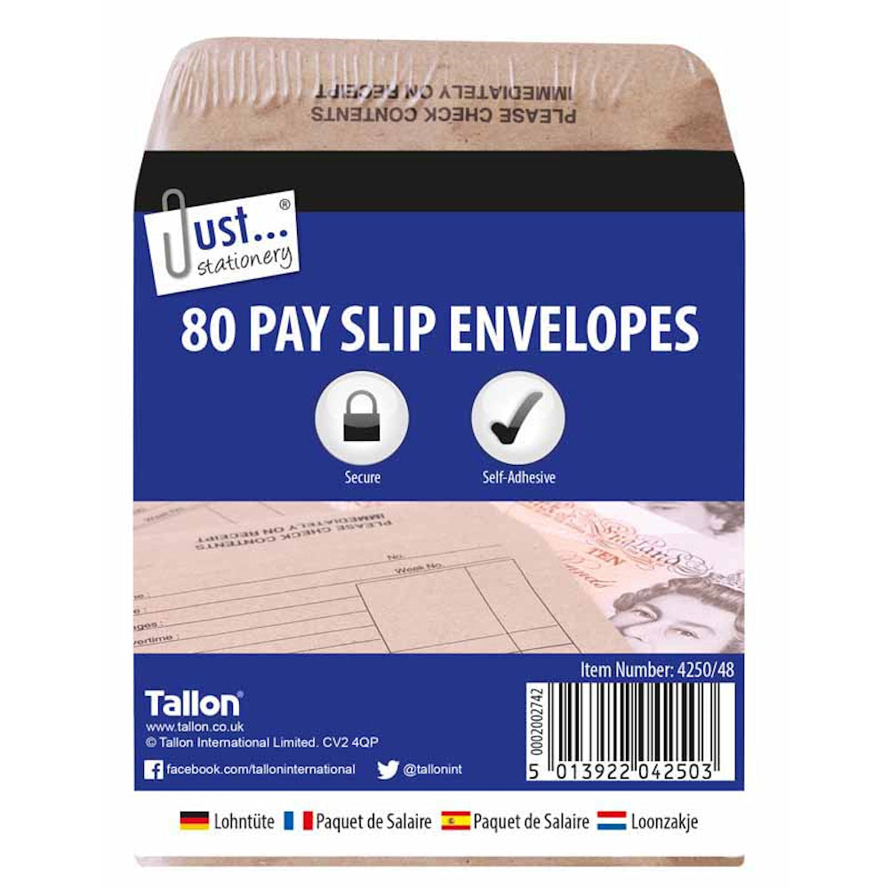Pay Slip Wage Packets - 80 Pack Secure Self Adhesive Envelopes Office Payroll
