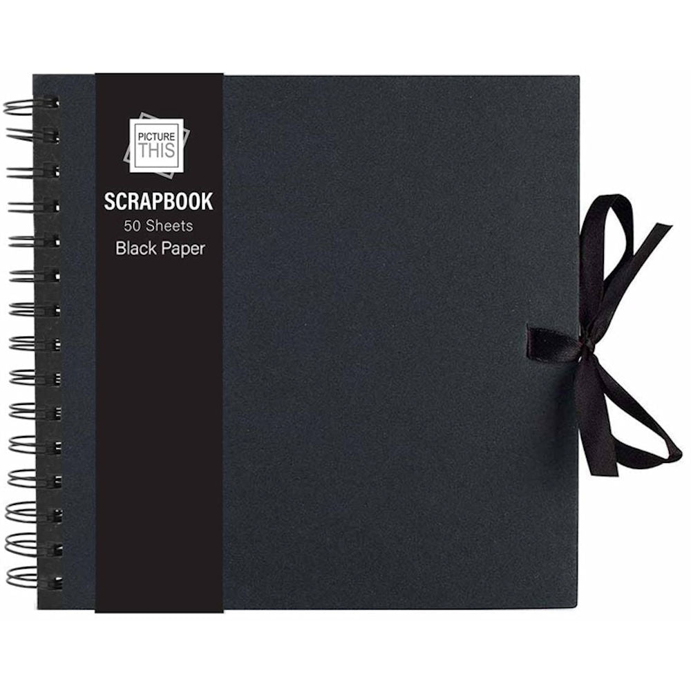 Medium Black Scrap Book - 50 Sheets Craft Album Memory Journal Photo Keepsake DIY