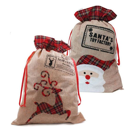 Christmas Hessian Style Sack - Assorted