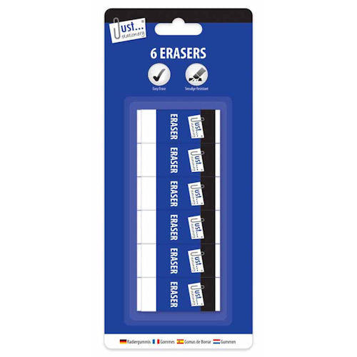 White Erasers - 6 Pack