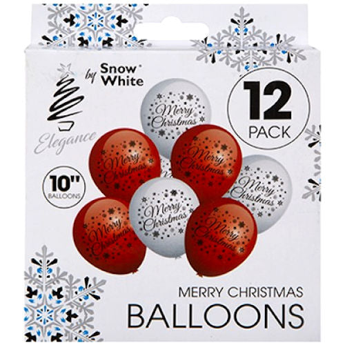 Printed Christmas Balloons - 12 Pack