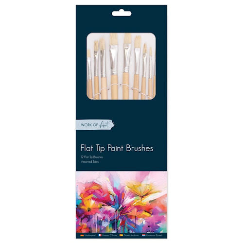 Flat Artist Brushes - 12 Pack