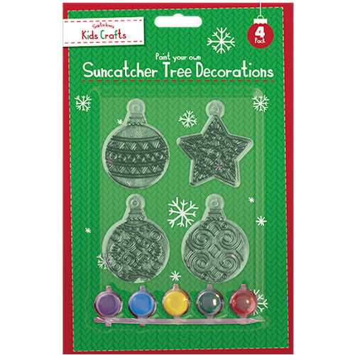 Christmas Suncatcher Tree Decorations with Paint - 4 Pack