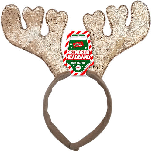 Christmas Glitter Reindeer Headband - Festive Holiday Party Costume Accessory Rudolph Antlers