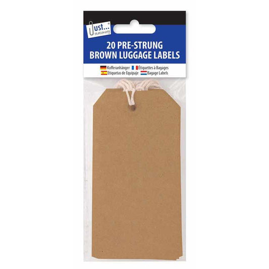 Brown Luggage Labels - 20 Pack