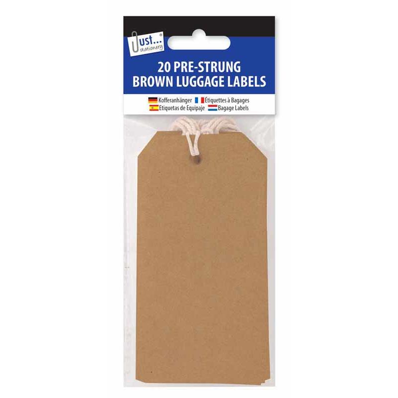 Brown Luggage Labels - 20 Pack Travel Suitcase Tags String