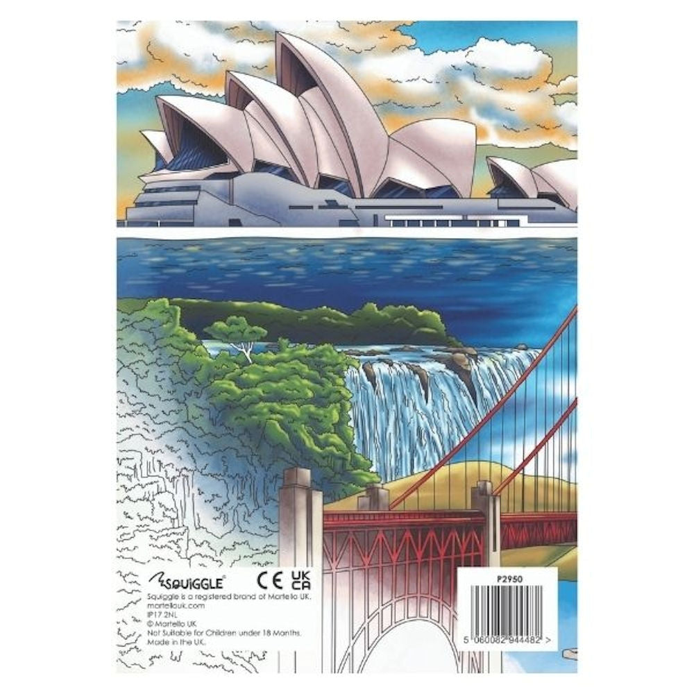 A4 Famous Places Advanced Colouring Book - Landmarks Destinations High Quality Relaxing Art Therapy