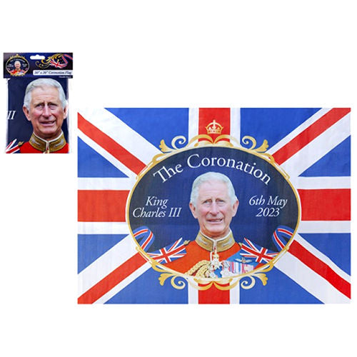 King Charles Coronation Union Jack Flag - 76cm x 50cm Royal Celebration British Monarchy