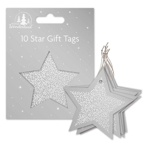 Christmas Gift Tags Silver Star - 10 Pack