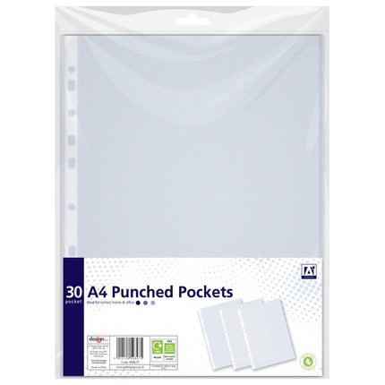 A4 Punched Pockets Clear - 30 Pack