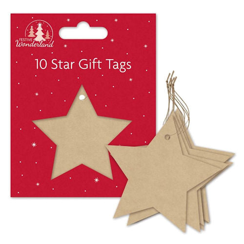 Christmas Gift Tags Kraft Star - 10 Pack