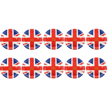 Union Jack 7'' Paper Plates - 10 Pack