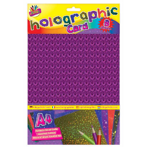 A4 Holographic Boards Card - 8 Sheets Assorted Colours Arts Crafts DIY Decoration