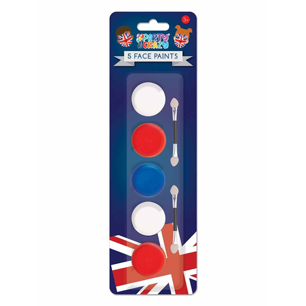 Union Jack Face Paints - Costume Makeup Kit Parties Kids Adults Applicators