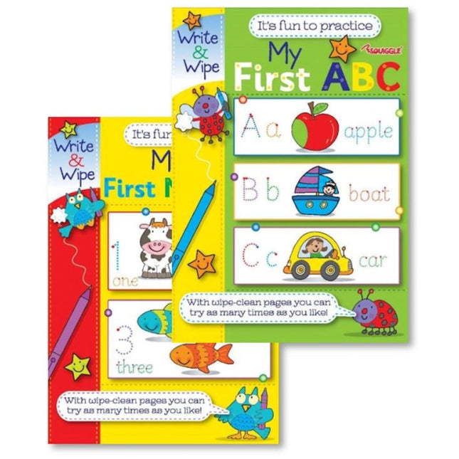 A4 My First Numbers ABC Write & Wipe Book - Assorted