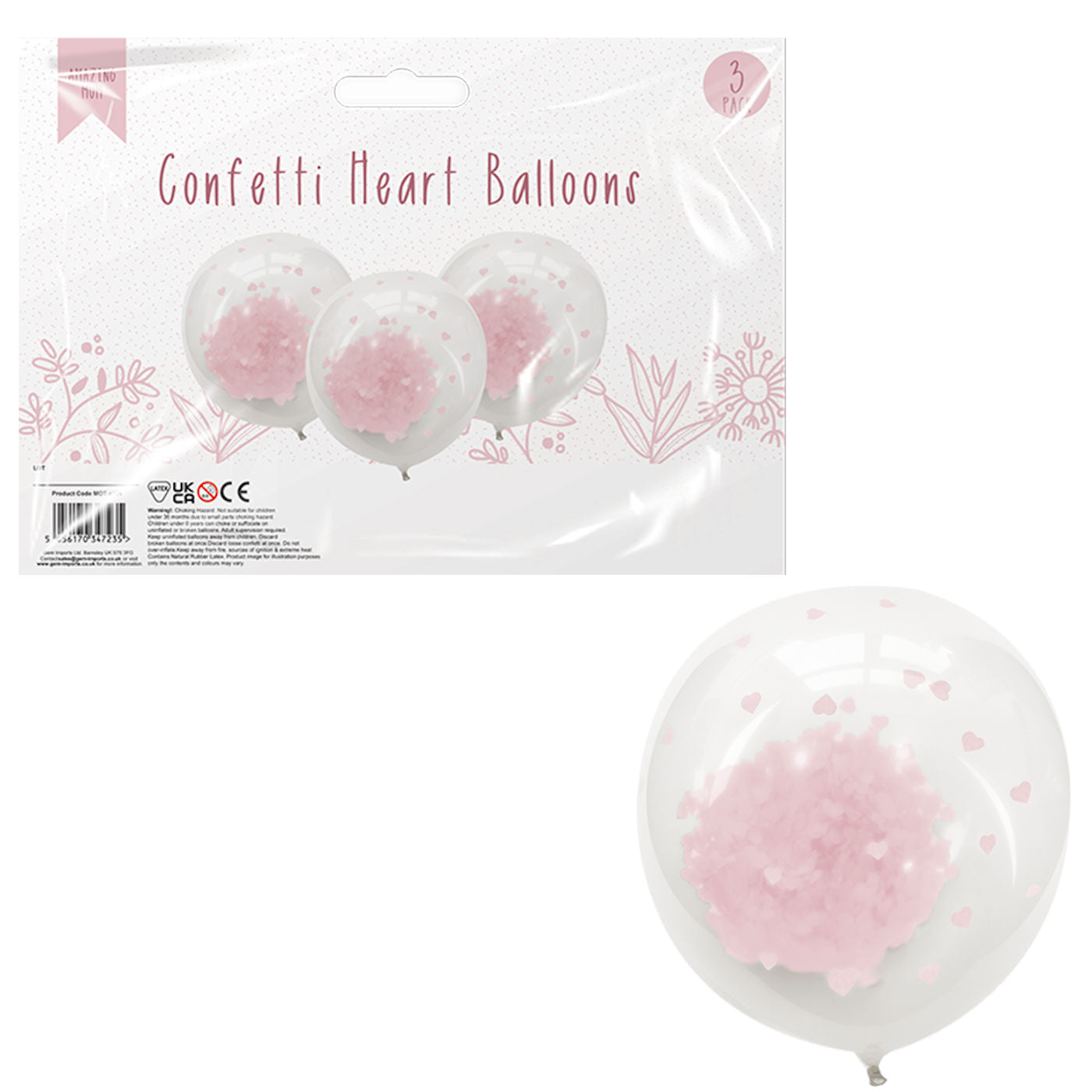 Mother's Day Confetti Heart Balloons - 3 Pack