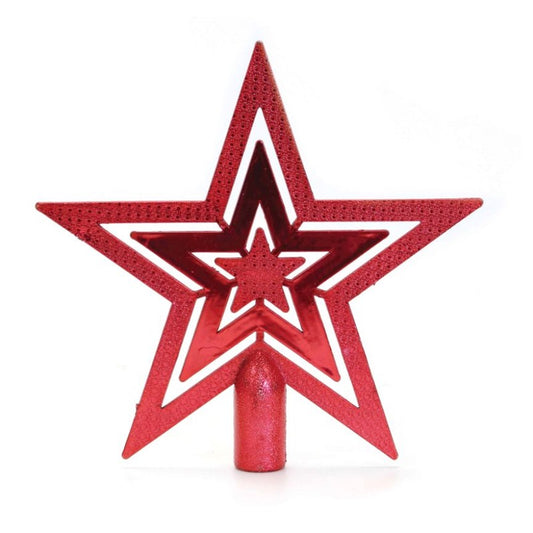 Star Glitter Tree Topper - Red Christmas Tree Decoration Festive Ornament